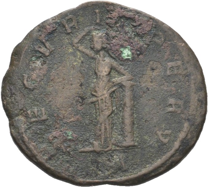 RIC V Tacitus 163 Tacitus reverse — Securitas, draped, standing left, legs crossed, leaning on column, raising right hand ...