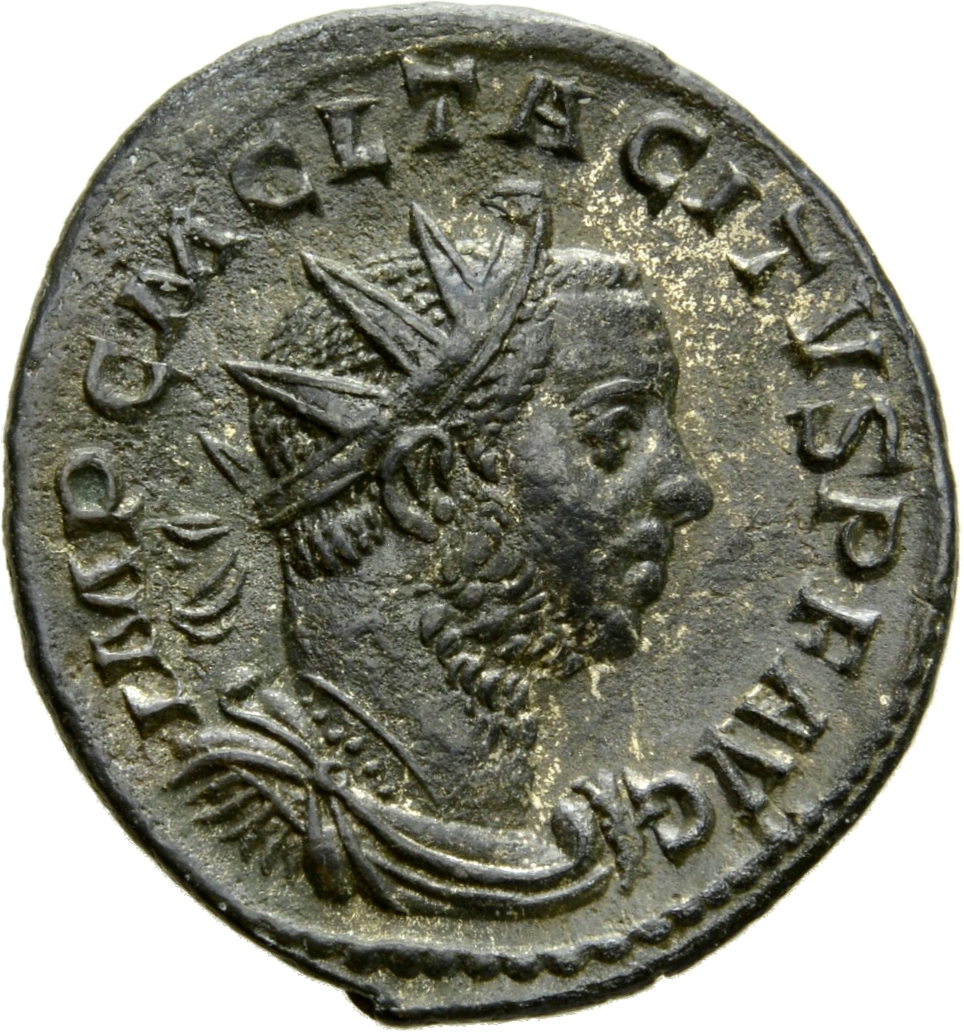 RIC V Tacitus 33 Tacitus obverse, Bust of Tacitus, radiate, draped, right or bust of Tacitus, radiate, draped, cuirassed, ...