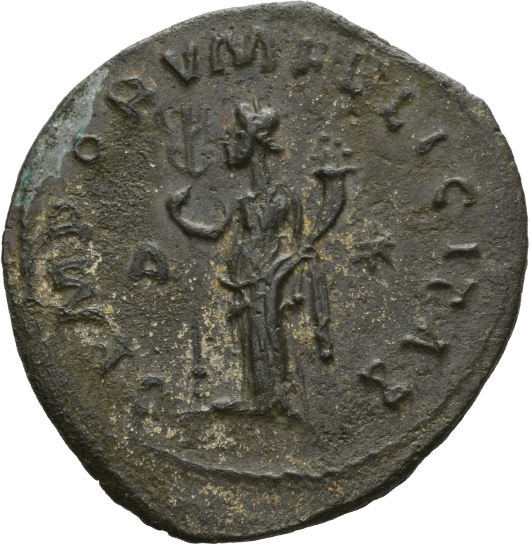 RIC V Tacitus 65 Tacitus reverse, Felicitas, draped, standing left, holding caduceus in right hand and cornucopiae in left...
