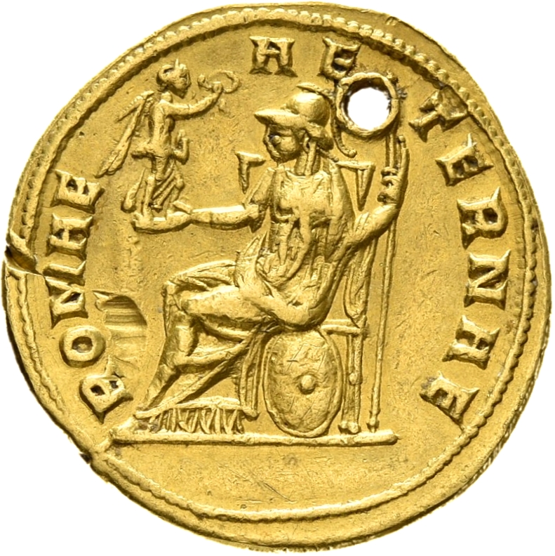 RIC V Tacitus 74 Tacitus reverse, Roma, helmeted, draped, seated left, holding Victory in right hand and sceptre in left h...