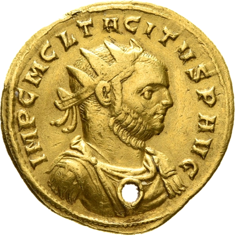 RIC V Tacitus 74 Tacitus obverse, Bust of Tacitus, laureate, draped, cuirassed, right or bust of Tacitus, radiate, cuirass...