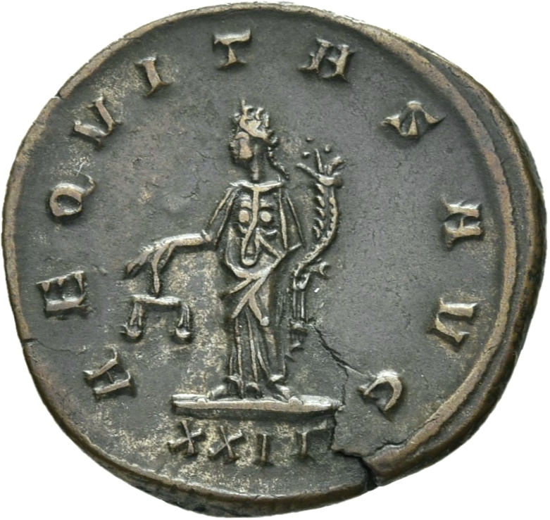 RIC V Tacitus 82 Tacitus reverse, Aequitas, draped, standing left, holding scales in right hand and cornucopiae in left hand