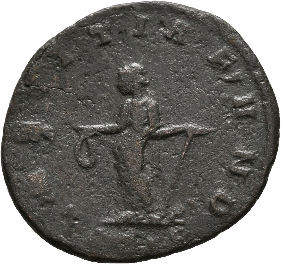 RIC V Tacitus 89 Tacitus reverse, Laetitia, draped, standing left, holding wreath in right hand and anchor in left hand