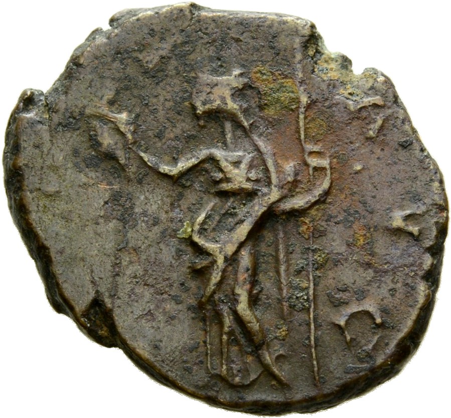 RIC V Tetricus I 100 Tetricus I reverse, Pax, draped, standing left, holding olive-branch in right hand and sceptre in lef...