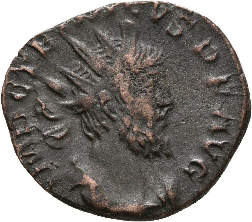 RIC V Tetricus I 100 Tetricus I obverse — Bust of Tetricus I, radiate, draped, right, or bust of Tetricus I, radiate, drap...