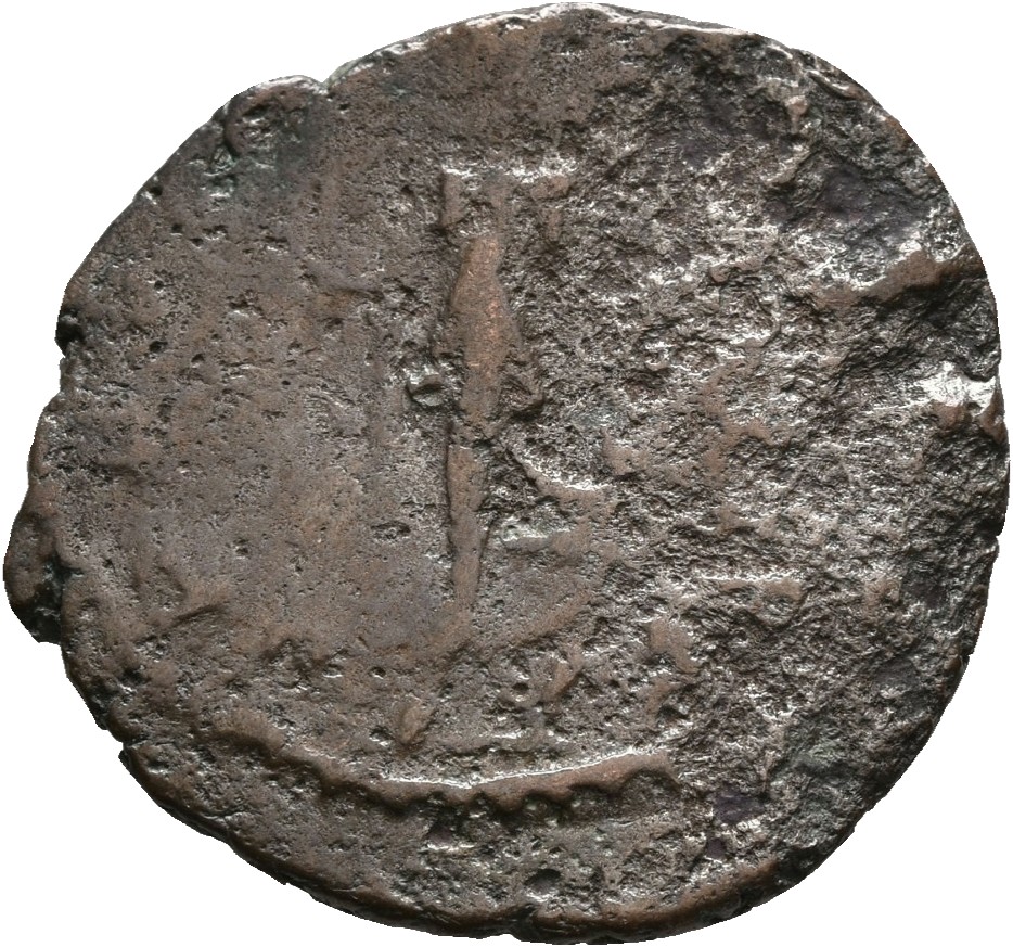 RIC V Tetricus I 136 Tetricus I reverse, Spes, draped, standing or walking left, holding flower in right hand and raising ...