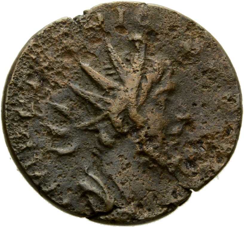 RIC V Tetricus I 141 Tetricus I obverse, Bust of Tetricus I, radiate, draped, right, or bust of Tetricus I, radiate, drape...