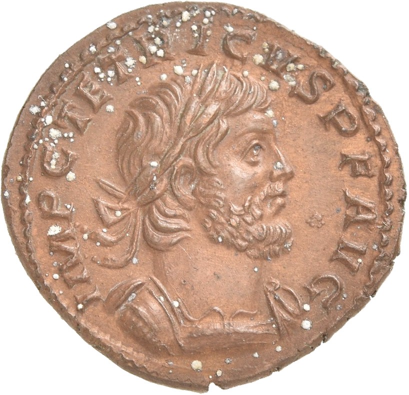 RIC V Tetricus I 2 Tetricus I obverse, Bust of Tetricus I, laureate, draped, cuirassed, right, or bust of Tetricus I, laur...