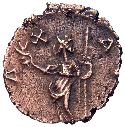 RIC V Tetricus I 212 Tetricus I reverse, Pax, draped, standing left, holding olive-branch in right hand and sceptre in lef...