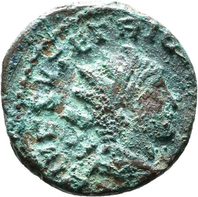 RIC V Tetricus I 248 Tetricus I obverse, Bust of Tetricus II, radiate, draped, right
