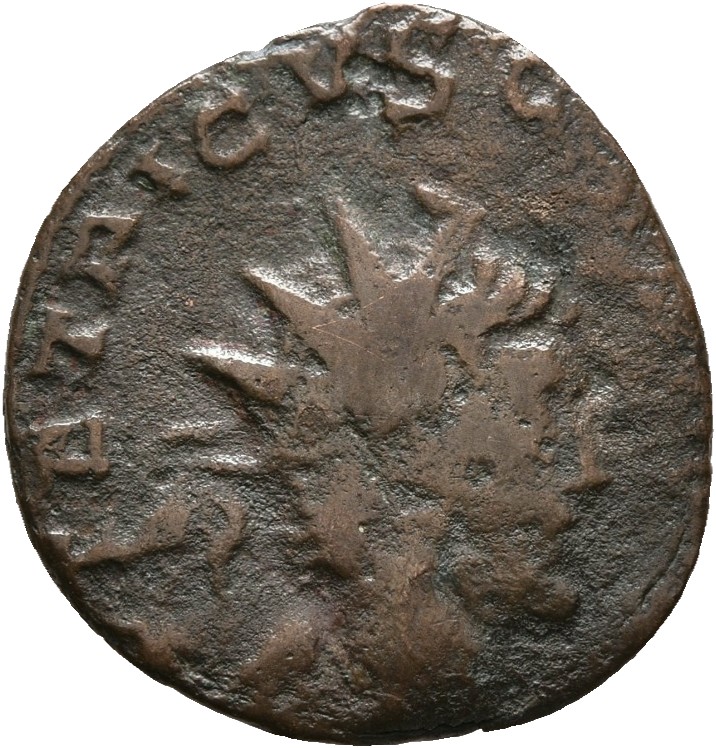 RIC V Tetricus I 249 Tetricus I obverse, Bust of Tetricus II, radiate, draped, right