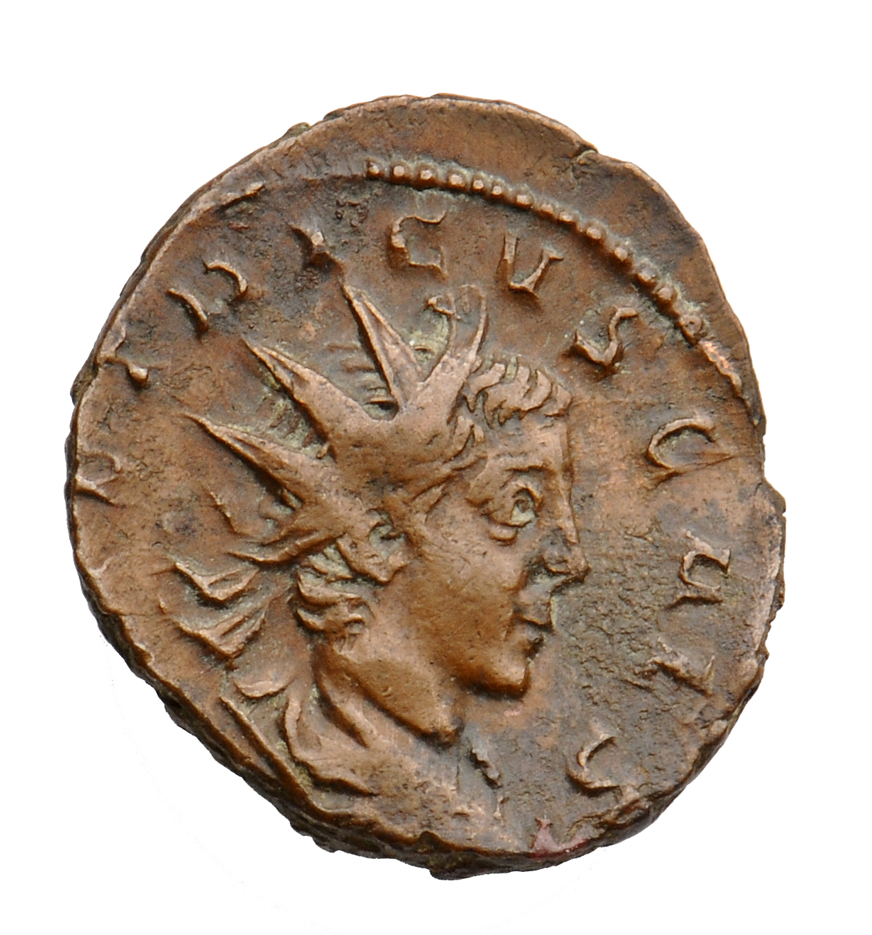 RIC V Tetricus I 255 Tetricus I obverse, Bust of Tetricus II, radiate, draped, right
