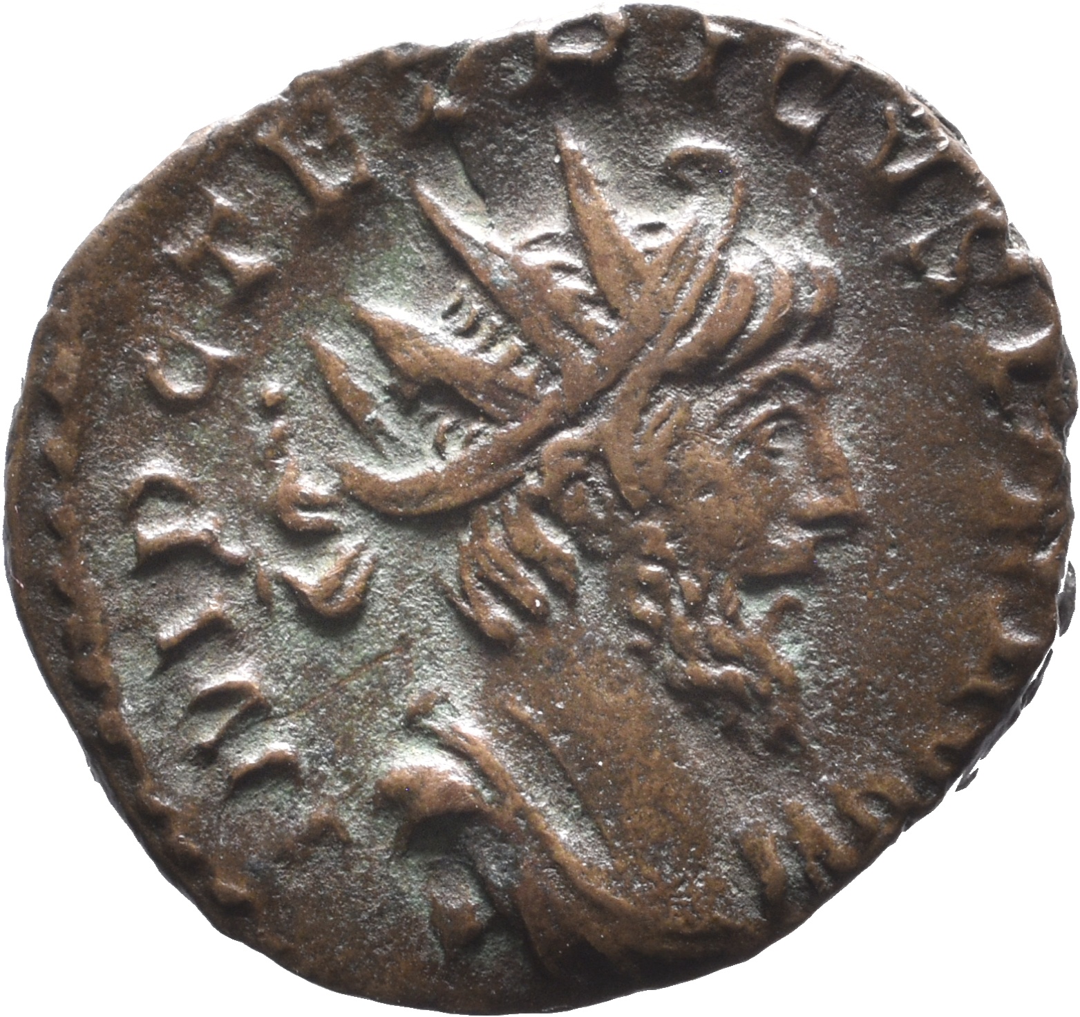 RIC V Tetricus I 56 Tetricus I obverse, Bust of Tetricus I, radiate, draped, right