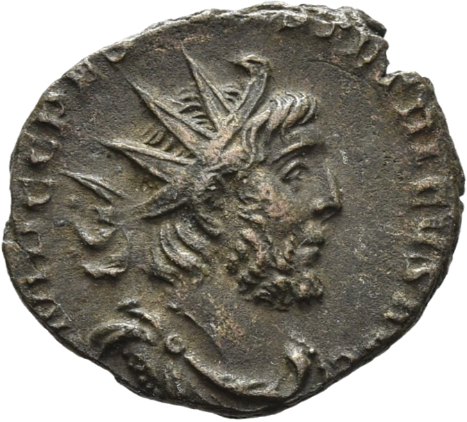 RIC V Tetricus I 72 Tetricus I obverse, Bust of Tetricus I, radiate, draped, cuirassed, right