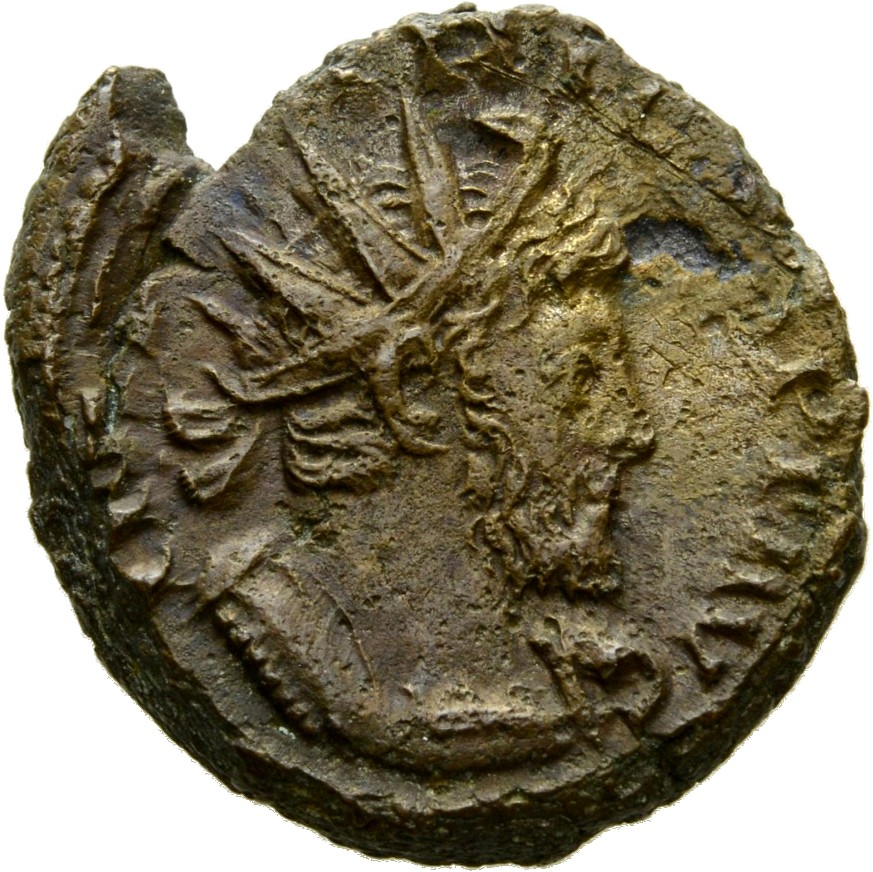 RIC V Tetricus I 79 Tetricus I obverse, Bust of Tetricus I, radiate, draped, right, or bust of Tetricus I, radiate, cuiras...
