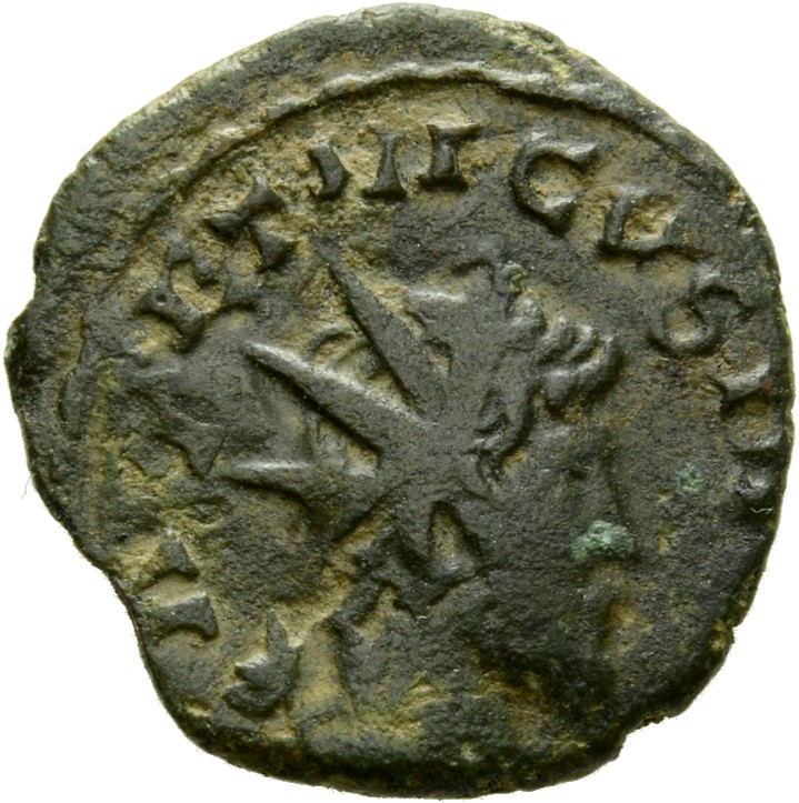 RIC V Tetricus I 86 Tetricus I obverse, Bust of Tetricus I, radiate, cuirassed, right