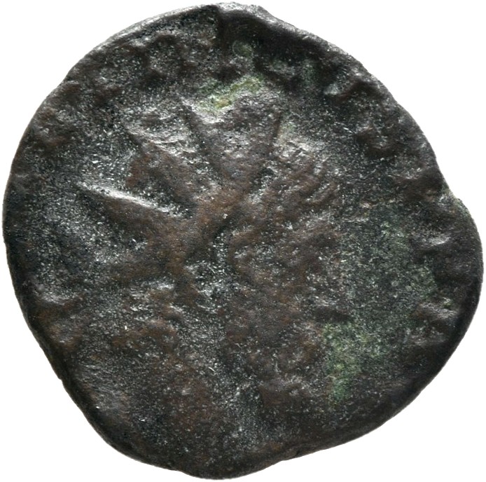 RIC V Tetricus I 87 Tetricus I obverse, Bust of Tetricus I, radiate, draped, right, or bust of Tetricus I, radiate, draped...