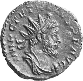 RIC V Tetricus I 94 Tetricus I obverse, Bust of Tetricus I, radiate, draped, right, or bust of Tetricus I, radiate, draped...