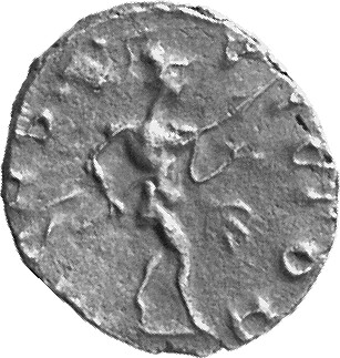 RIC V Tetricus I 94 Tetricus I reverse, Mars, walking right, holding spear in right hand and trophy in left hand