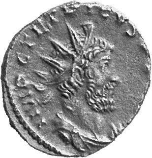RIC V Tetricus I 94 Tetricus I obverse, Bust of Tetricus I, radiate, draped, right, or bust of Tetricus I, radiate, draped...