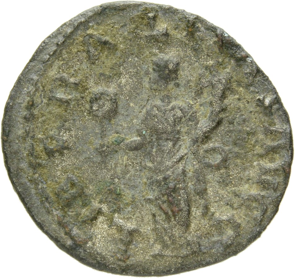 RIC V Valerian 101 Valerian reverse, Liberalitas, draped, seated left, holding tessera in right hand and cornucopiae in le...
