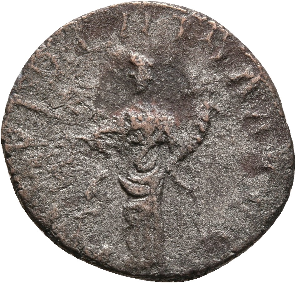RIC V Valerian 113 Valerian reverse, Providentia, draped, standing left, holding baton in right hand and cornucopiae in le...