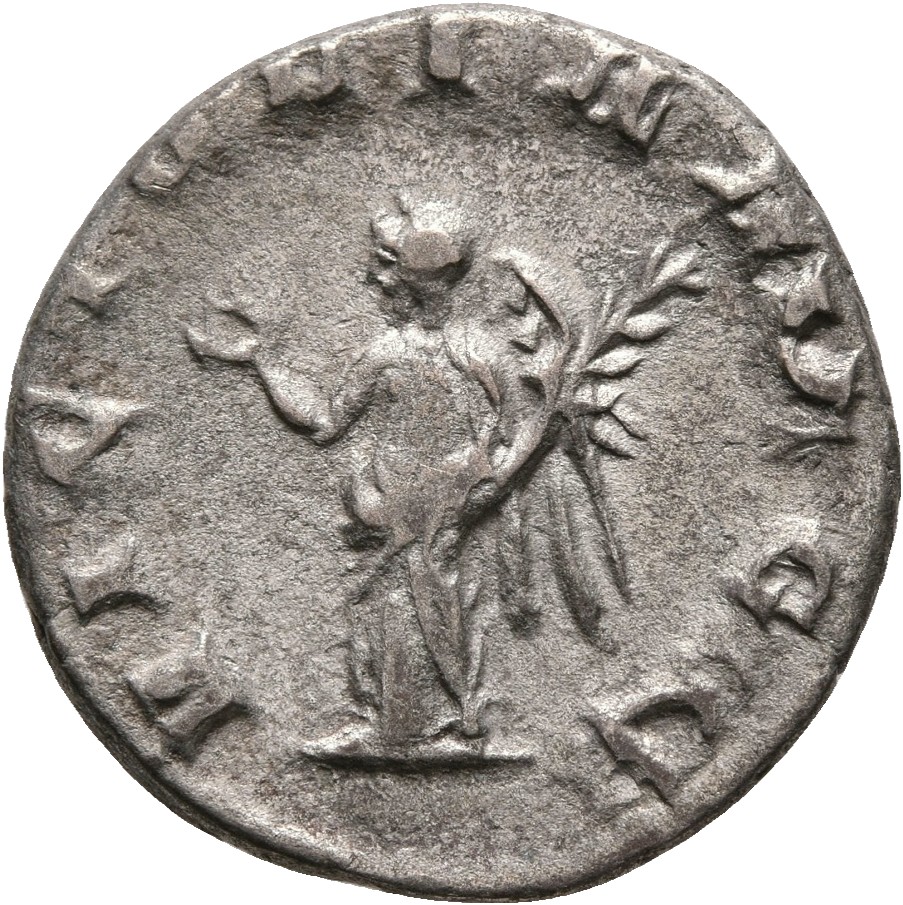 RIC V Valerian 125c Valerian reverse, Victory, winged, draped, walking or standing left, holding wreath in right hand and ...