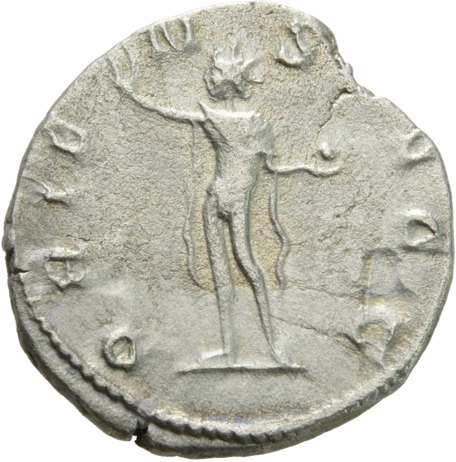 RIC V Valerian 13a Valerian reverse, Sol, radiate, walking left, raising right hand and holding globe in left hand