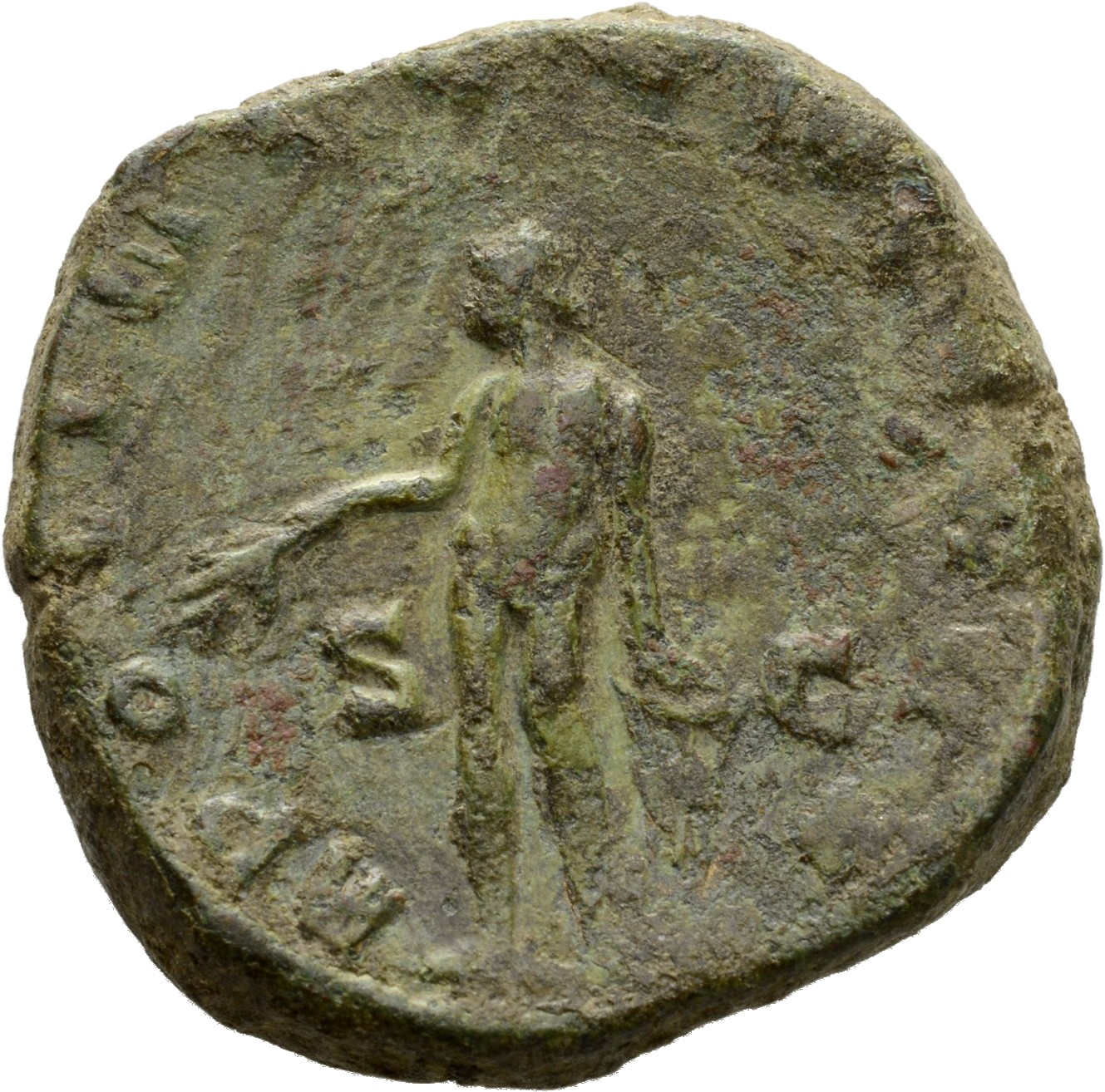 RIC V Valerian 152 Valerian reverse, Apollo, nude, standing left, holding laurel-branch in right hand and lyre set on rock...