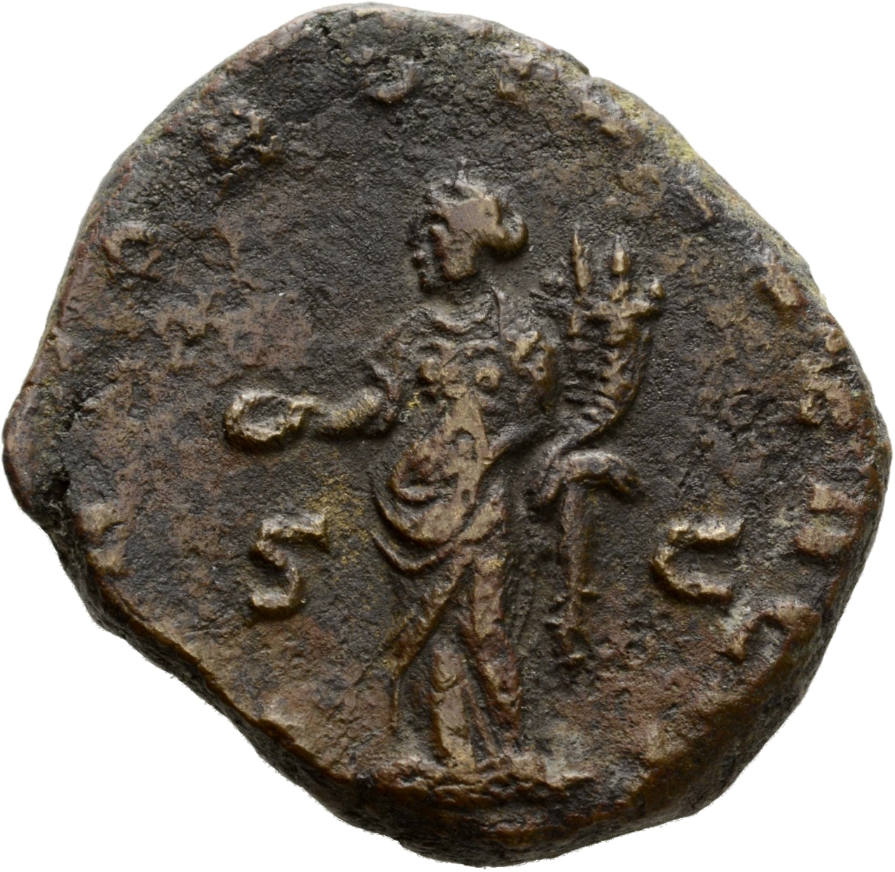 RIC V Valerian 155A Valerian reverse, Concordia, draped, standing left, holding patera in right hand and double cornucopia...