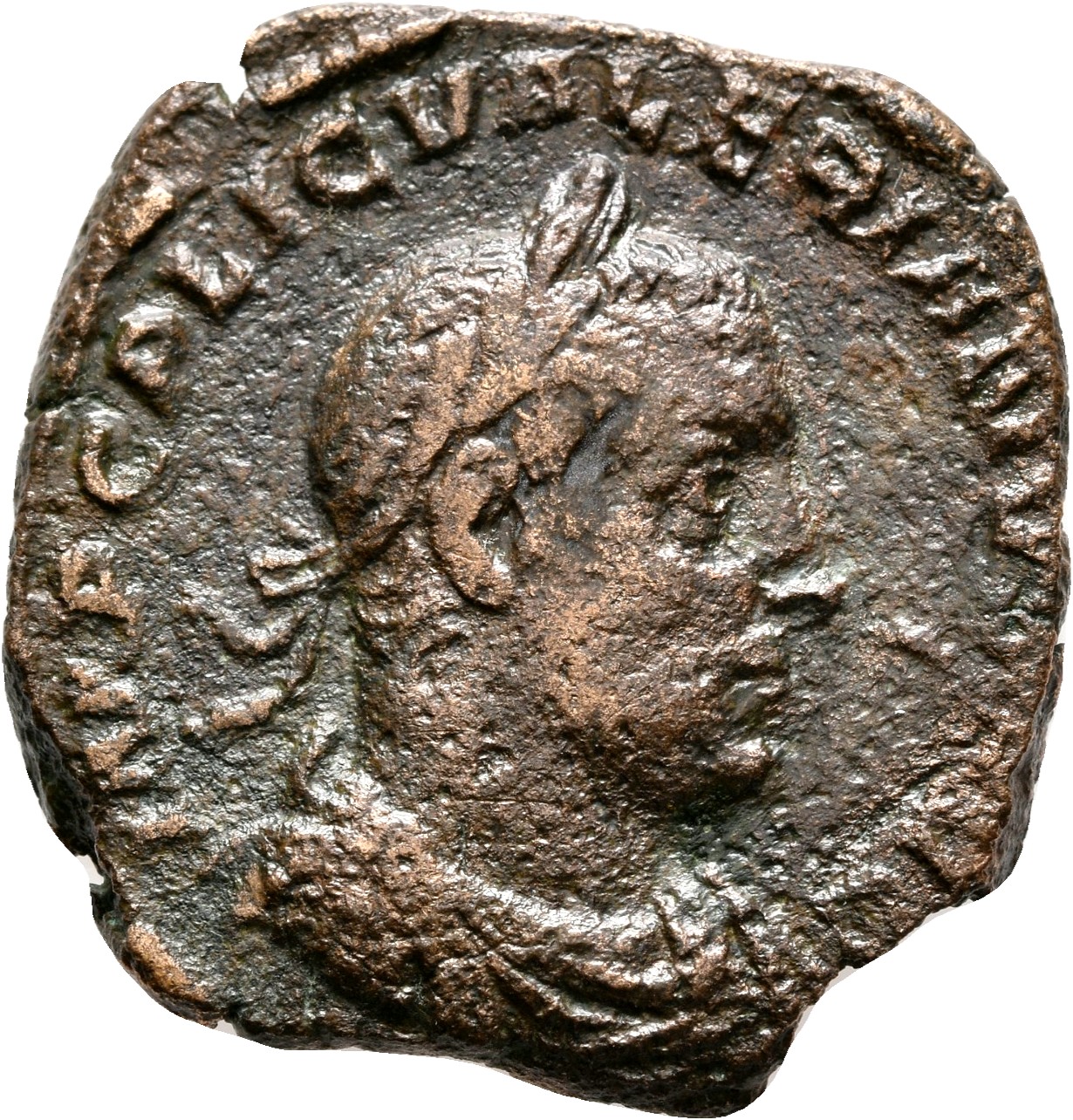 RIC V Valerian 177 Valerian obverse, Drapierte Panzerbüste des Valerianus I. mit Lorbeerkranz in der Brustansicht nach r.