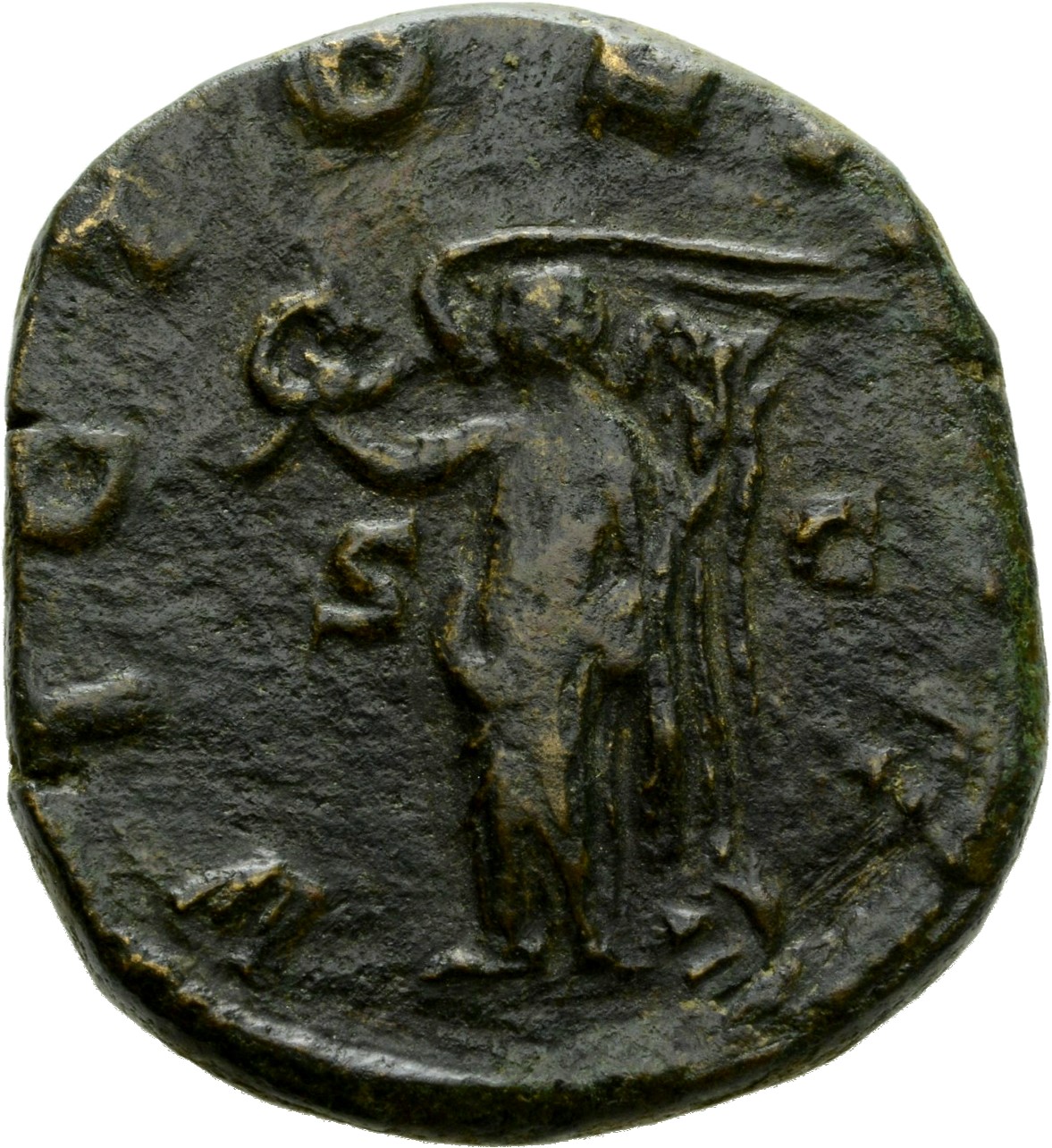 RIC V Valerian 177b Valerian reverse, Victory, winged, draped, standing or walking left, holding wreath in right hand and ...