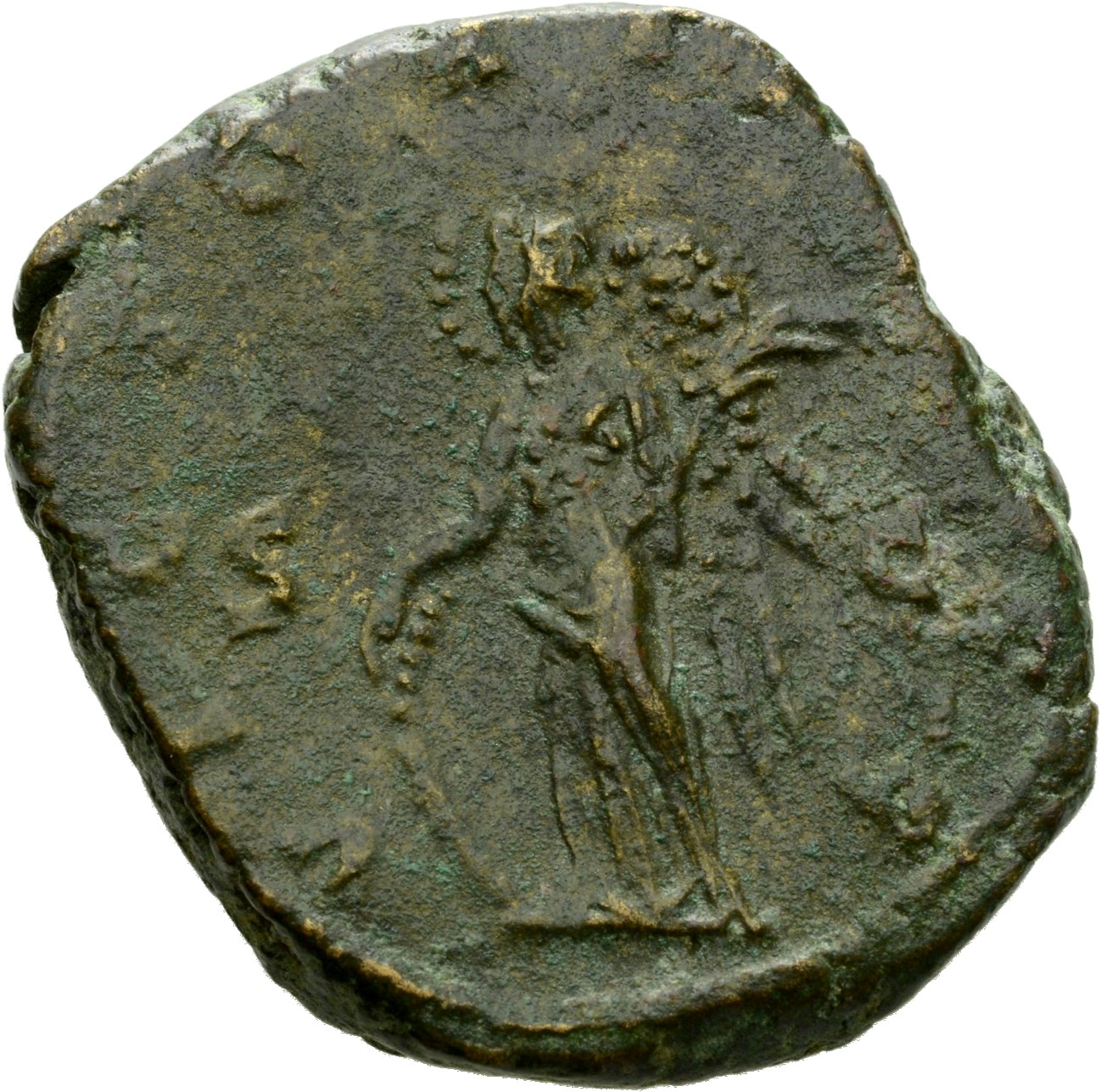 RIC V Valerian 180 Valerian reverse, Victory, winged, draped, standing or walking left, resting right hand on shield and h...