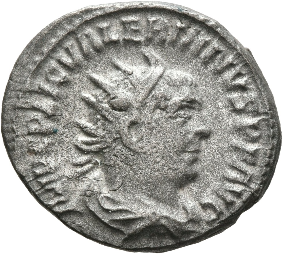RIC V Valerian 211 Valerian obverse, Drapierte Büste des Valerianus mit Strahlenkrone in der Brustansicht nach r.