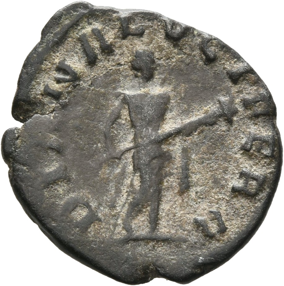 RIC V Valerian 212 Valerian reverse — Diana, draped, standing right, holding torch