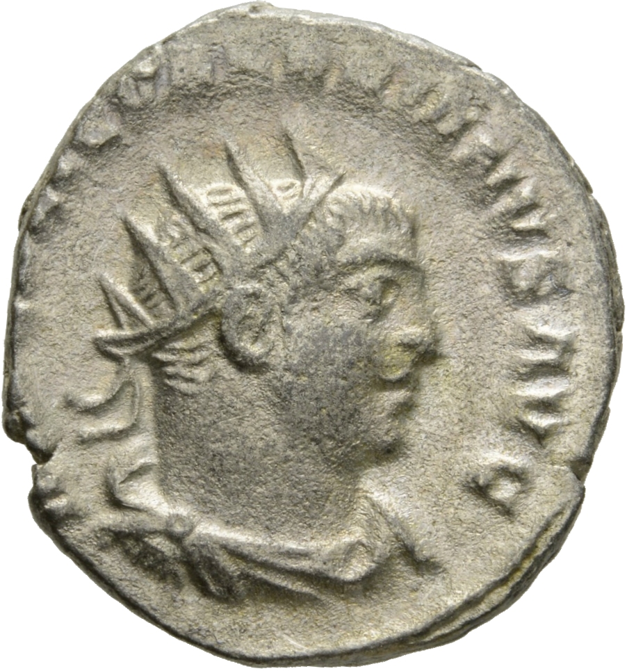 RIC V Valerian 213 Valerian obverse, Bust of Valerian, radiate, draped, right
