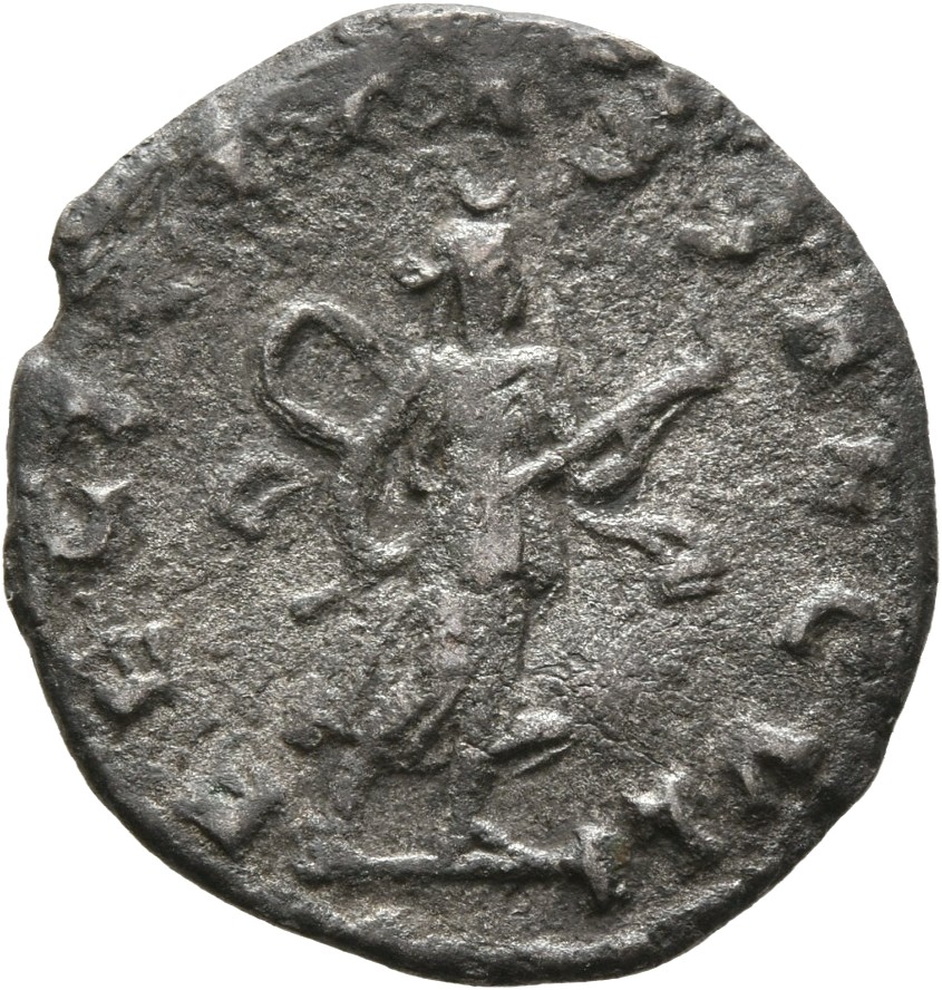 RIC V Valerian 213 Valerian reverse — Diana, draped, walking right, holding torch