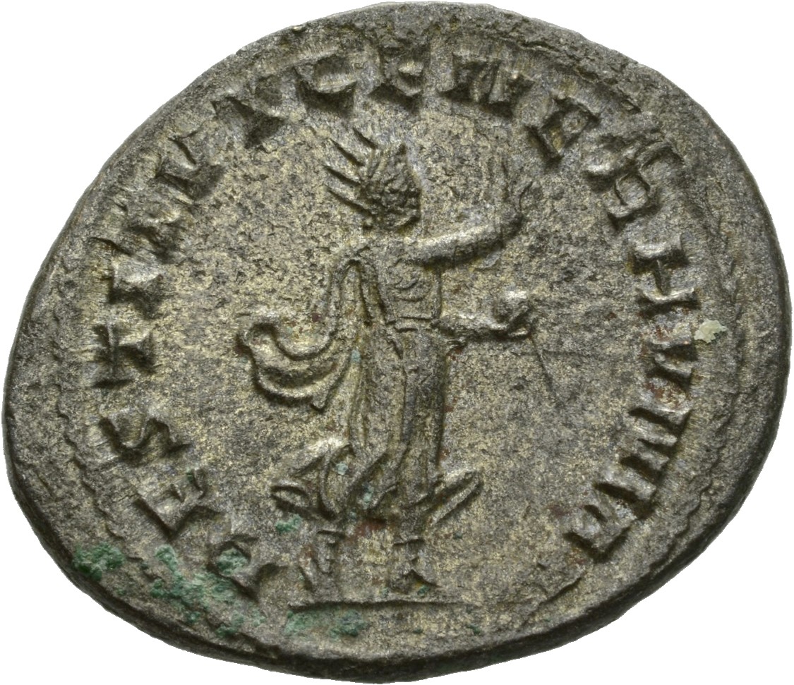 RIC V Valerian 220A Valerian reverse, Valerian, radiate, togate, walking right, raising right hand and holding globe in le...