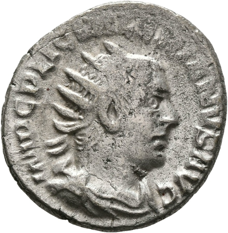 RIC V Valerian 220A Valerian obverse — Bust of Valerian, radiate, draped, right