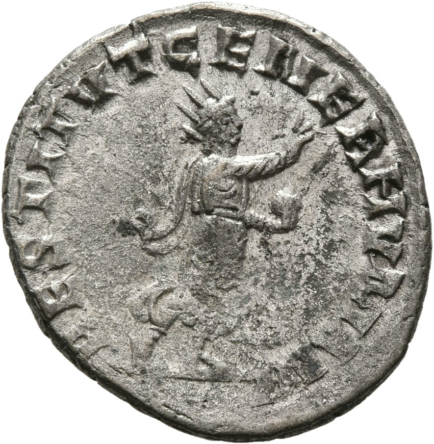 RIC V Valerian 220A Valerian reverse — Valerian, radiate, togate, walking right, raising right hand and holding globe in l...