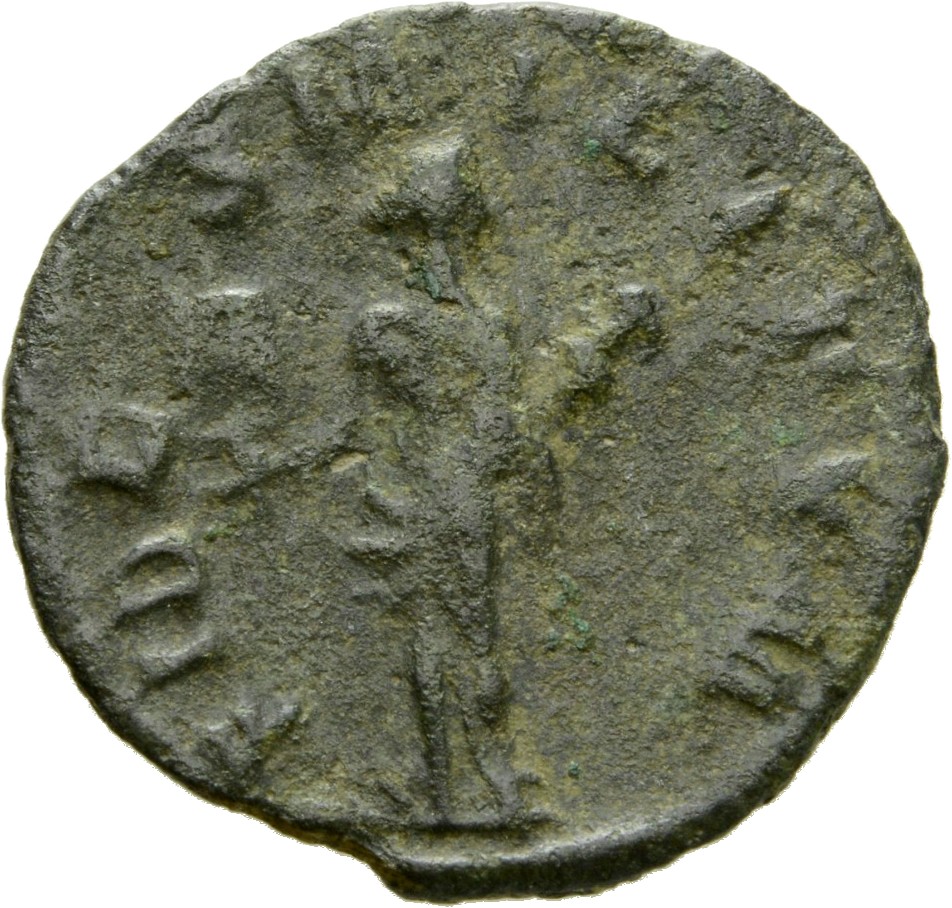 RIC V Valerian 241 Valerian reverse, Fides, draped, standing left, holding standard in right hand and transverse ensign in...