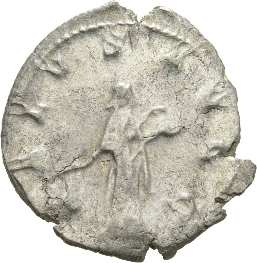 RIC V Valerian 252a Valerian reverse, Salus, draped, standing right, feeding serpent held in arms