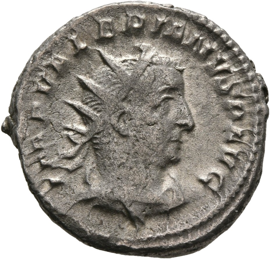 RIC V Valerian 257 Valerian obverse, Drapierte Büste des Valerianus mit Strahlenkrone in der Brustansicht nach r.