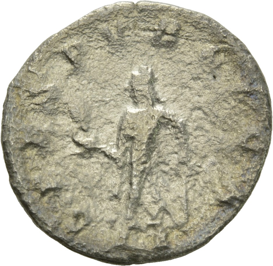RIC V Valerian 257a Valerian reverse, Spes, draped, walking left, holding flower in right hand and raising robe with left ...