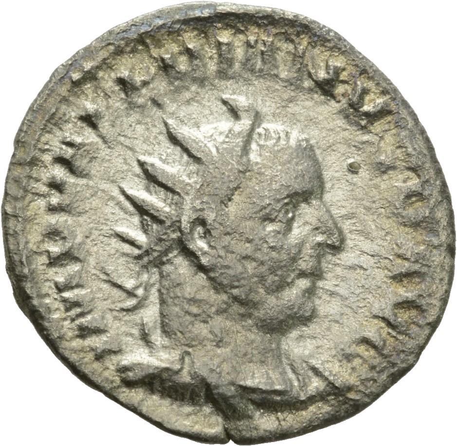 RIC V Valerian 257a Valerian obverse, Bust of Valerian, radiate, draped, right