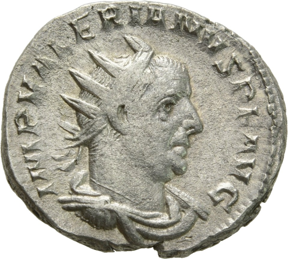 RIC V Valerian 260 Valerian obverse, Bust of Valerian, radiate, draped, right