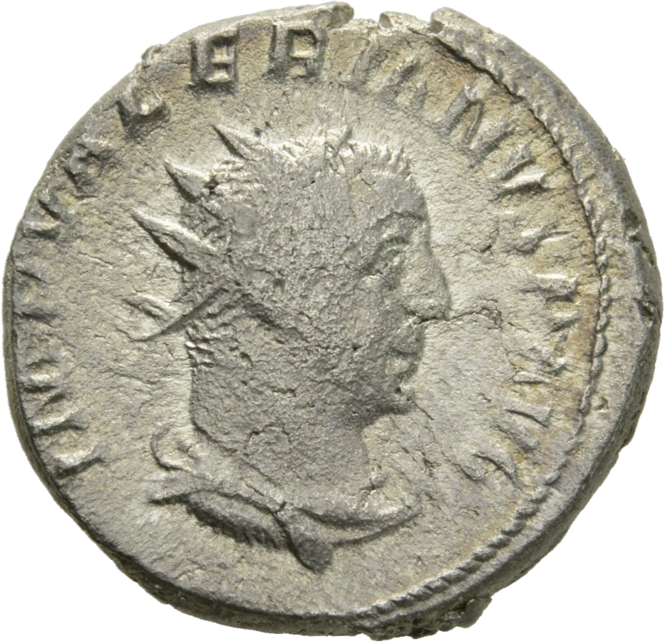RIC V Valerian 271 Valerian obverse, Bust of Valerian, radiate, draped, right
