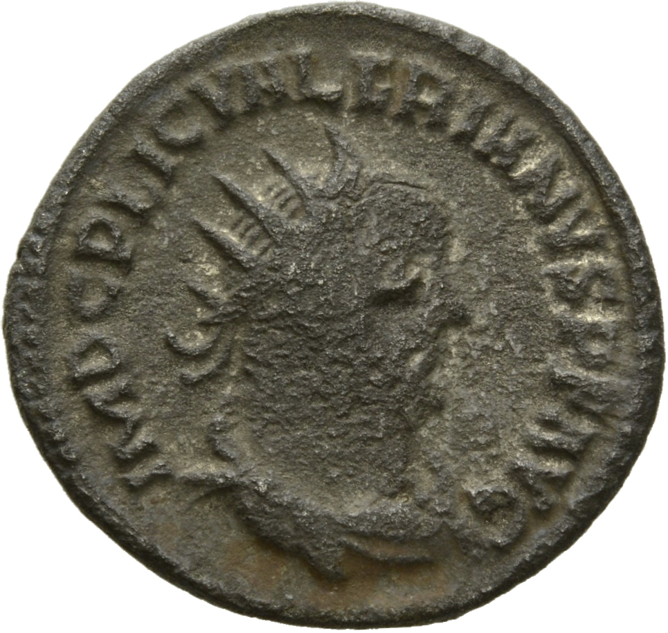 RIC V Valerian 287 Valerian obverse, Drapierte Panzerbüste des Valerianus mit Strahlenkrone in der Brustansicht nach r.