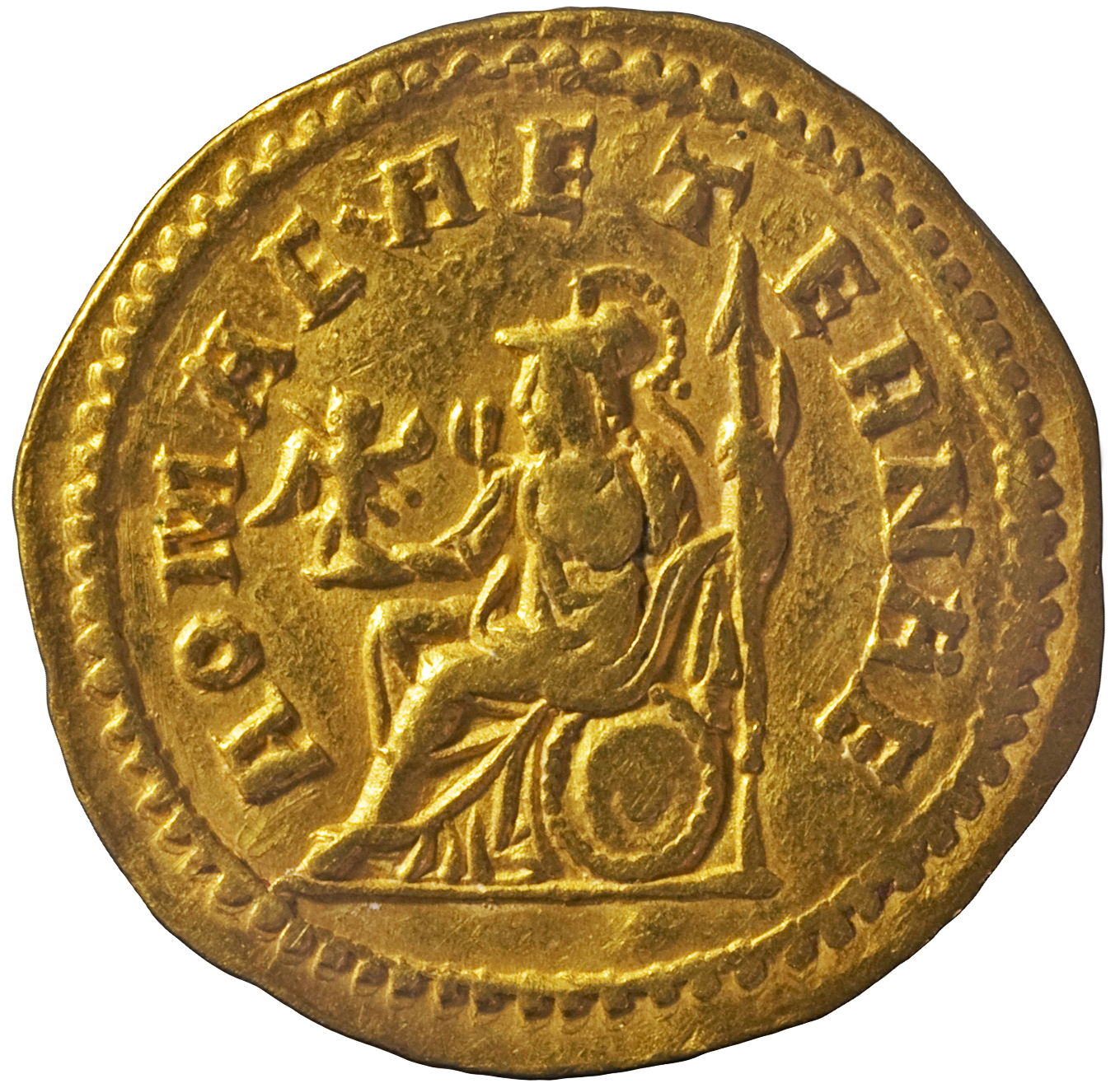 RIC V Valerian 51d Valerian reverse, Roma, helmeted, draped, seated left, holding Victory in right hand and spear in left ...