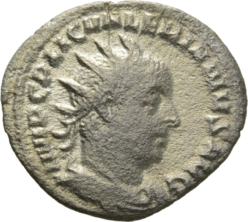 RIC V Valerian 74aA Valerian obverse, Bust of Valerian, radiate, draped, right